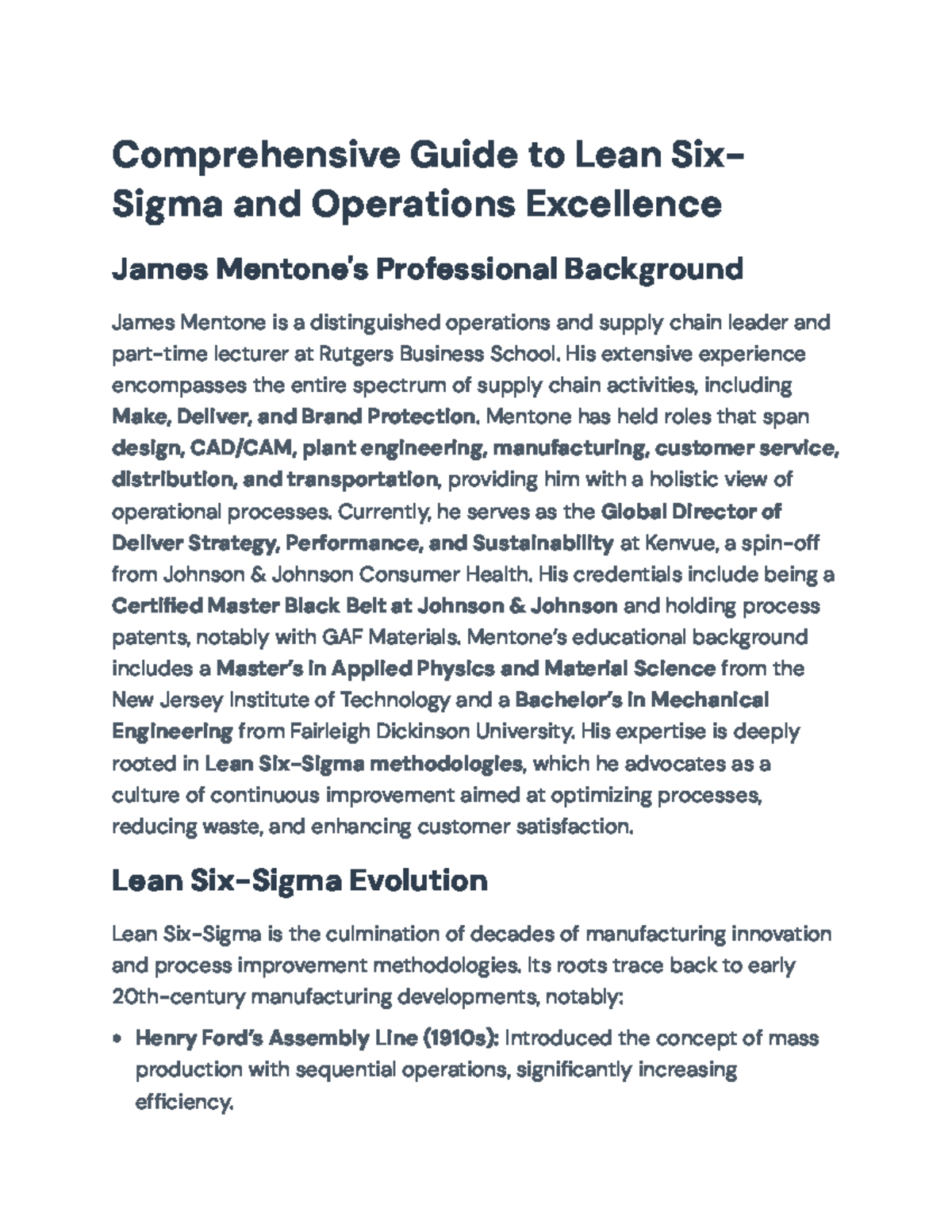 Comprehensive Guide to Lean Six Sigma & Ops Excellence (Course Code ...