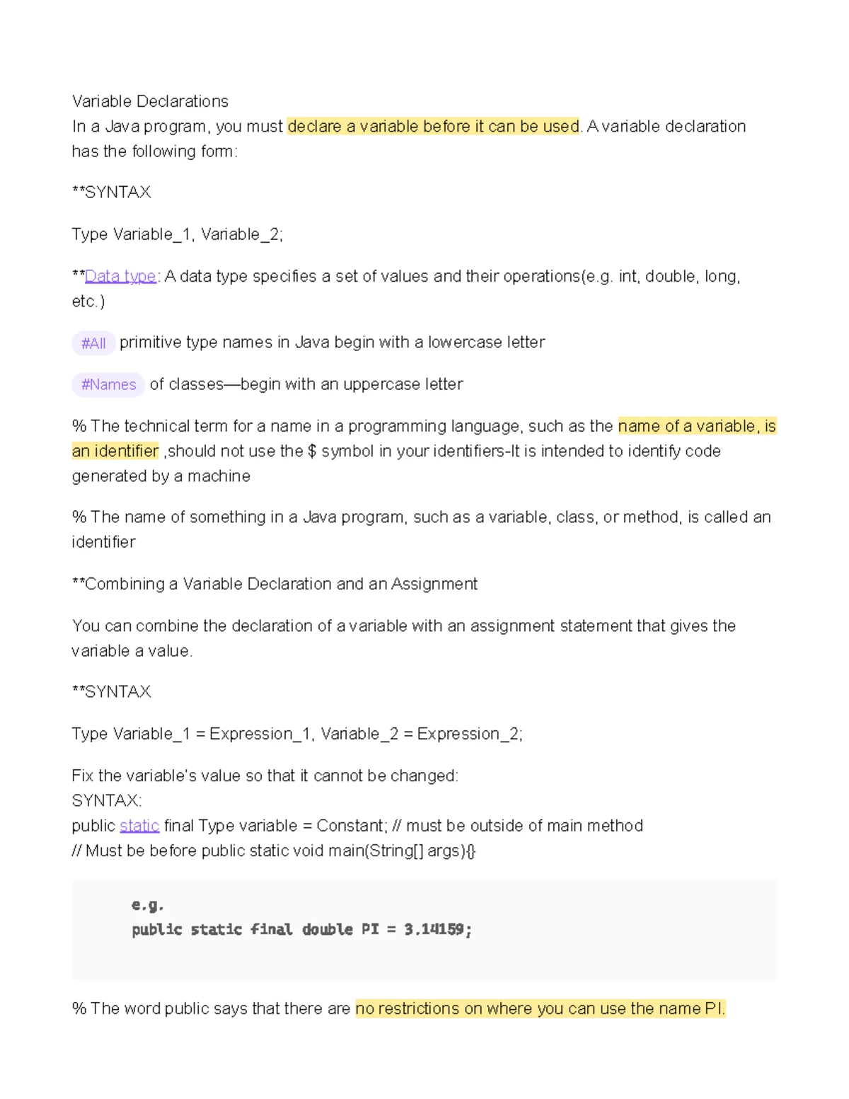 OOP - Java Programming Summary and Core Principles - Studocu