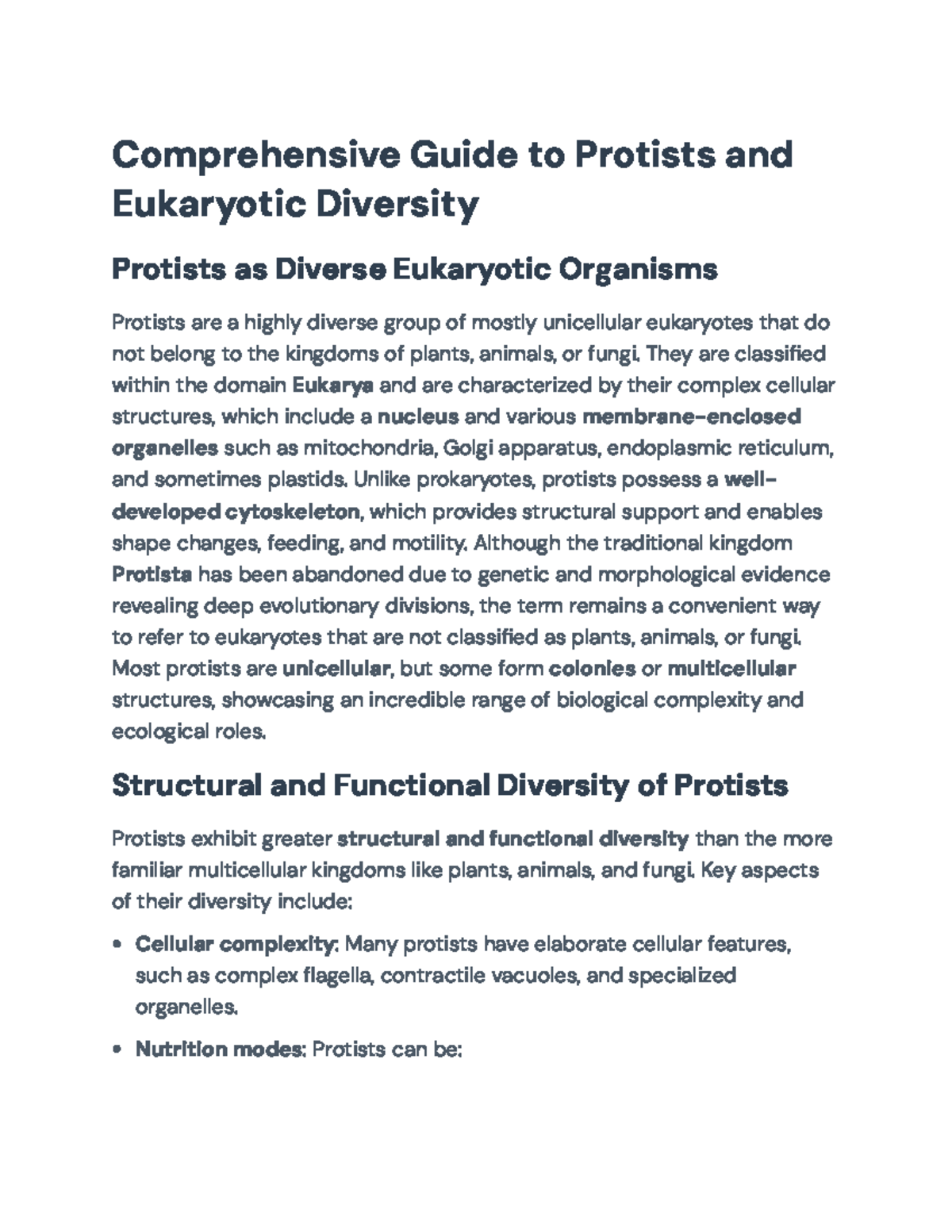 Comprehensive Study of Protists & Eukaryotic Diversity: Key Insights ...