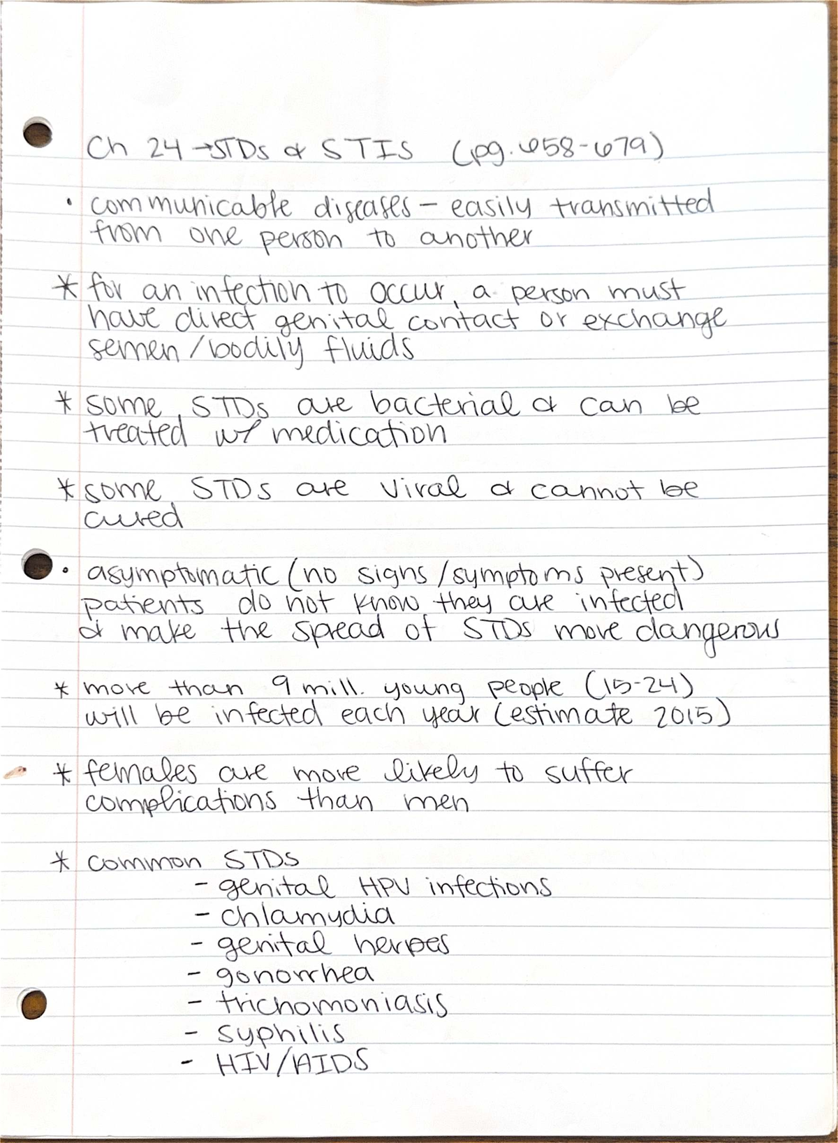 Course Codes and Final Exam Review Notes - Ch 24 STDs STIS (pg ...