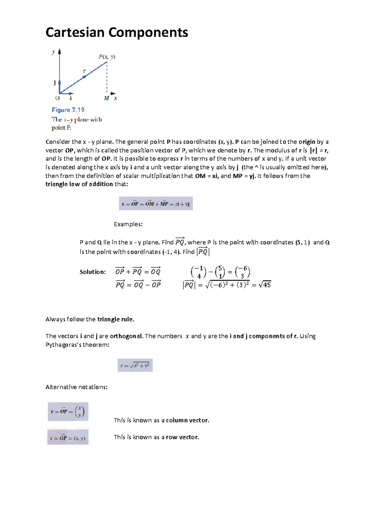 Cartesian Components - Self made notes from both the lectures and ...