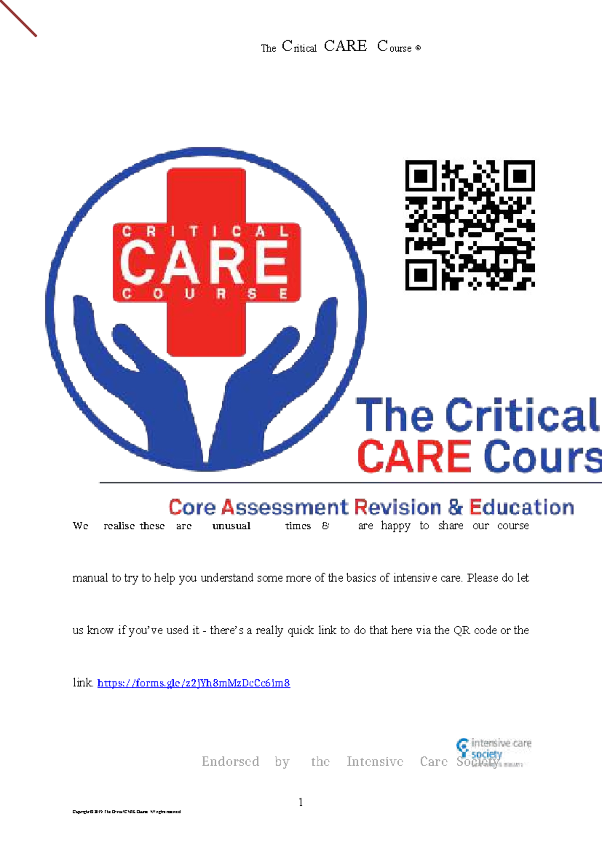 Critical care course-compressed 0 - We realise these are unusual times ...