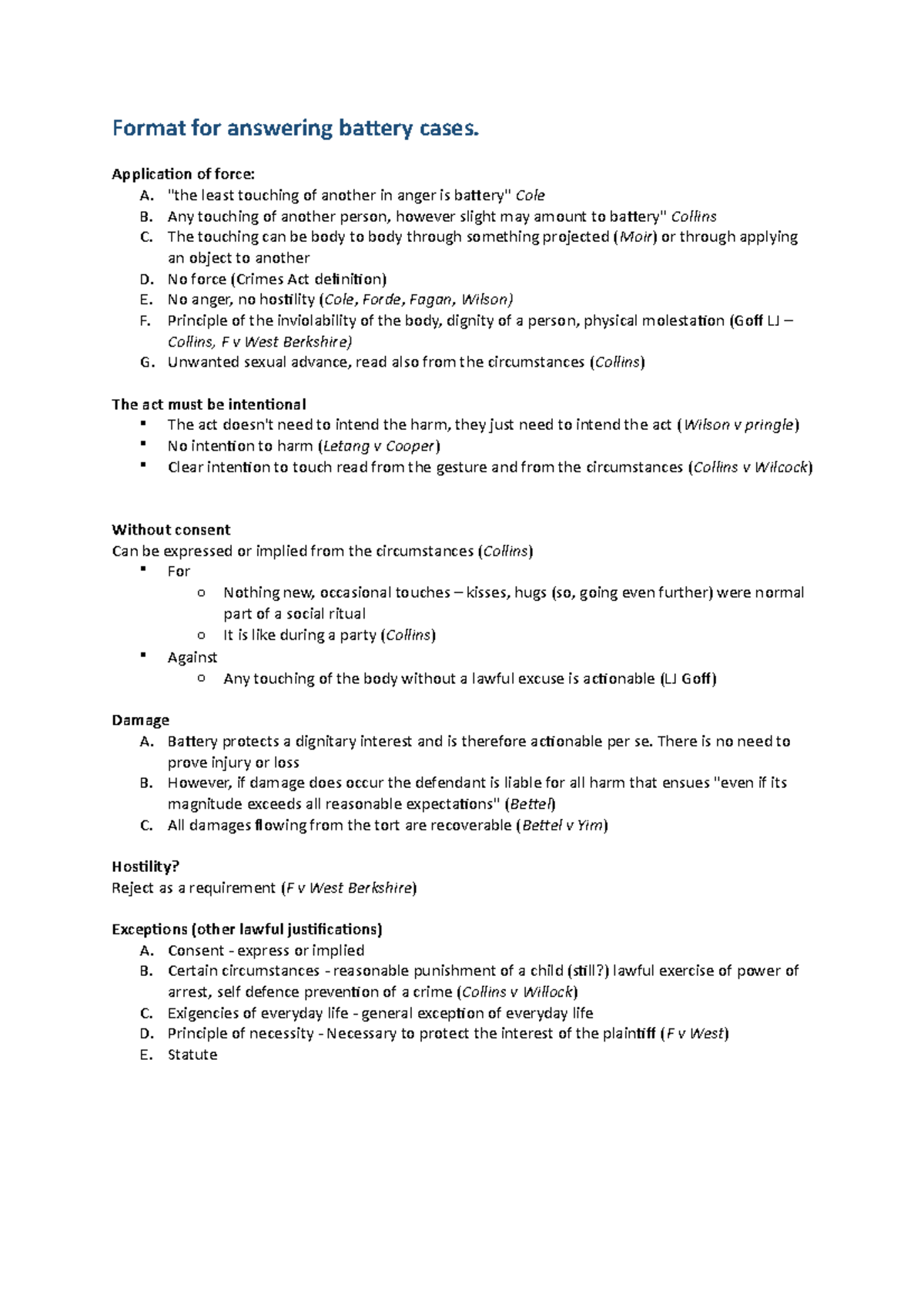 Battery Cases Analysis and Legal Principles: A Comprehensive Guide ...