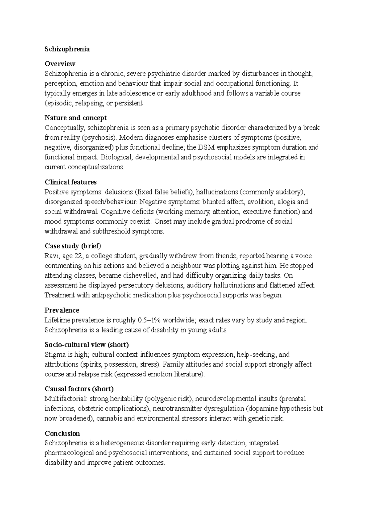 PMBD Full Notes: Overview of Schizophrenia, ASPD, BPD, and More - Studocu