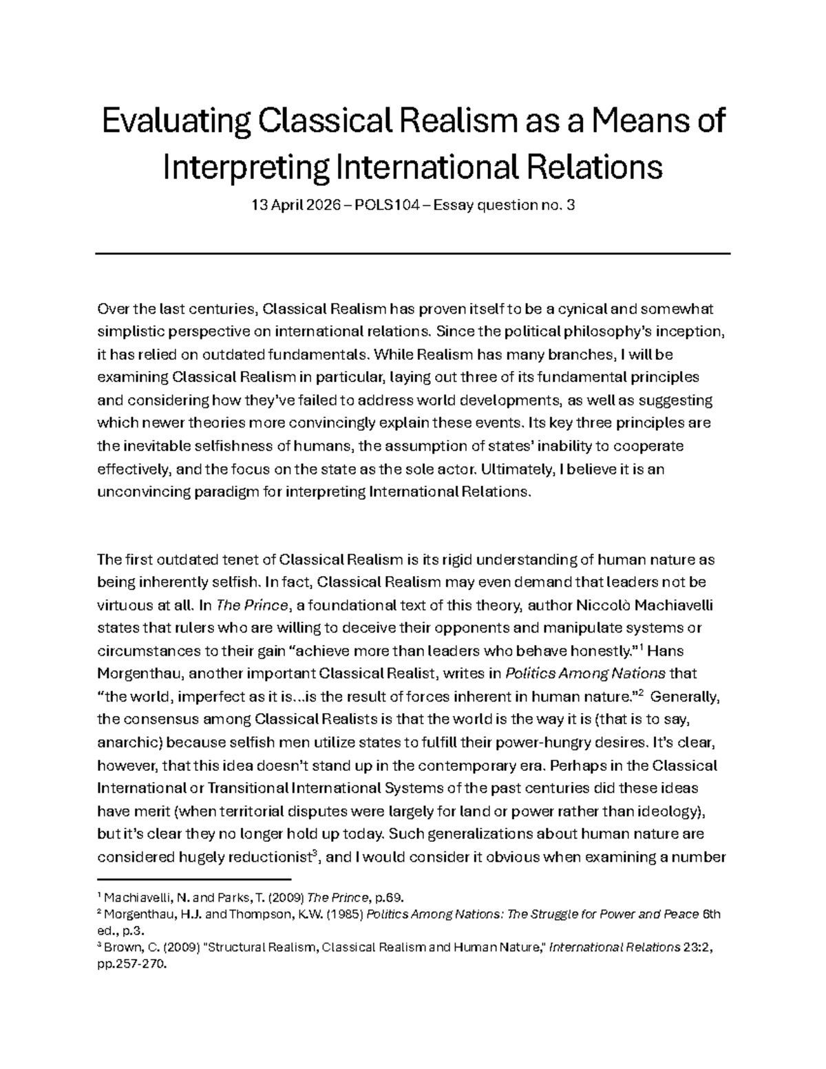 Classical Realism in International Relations: A Critical Analysis ...