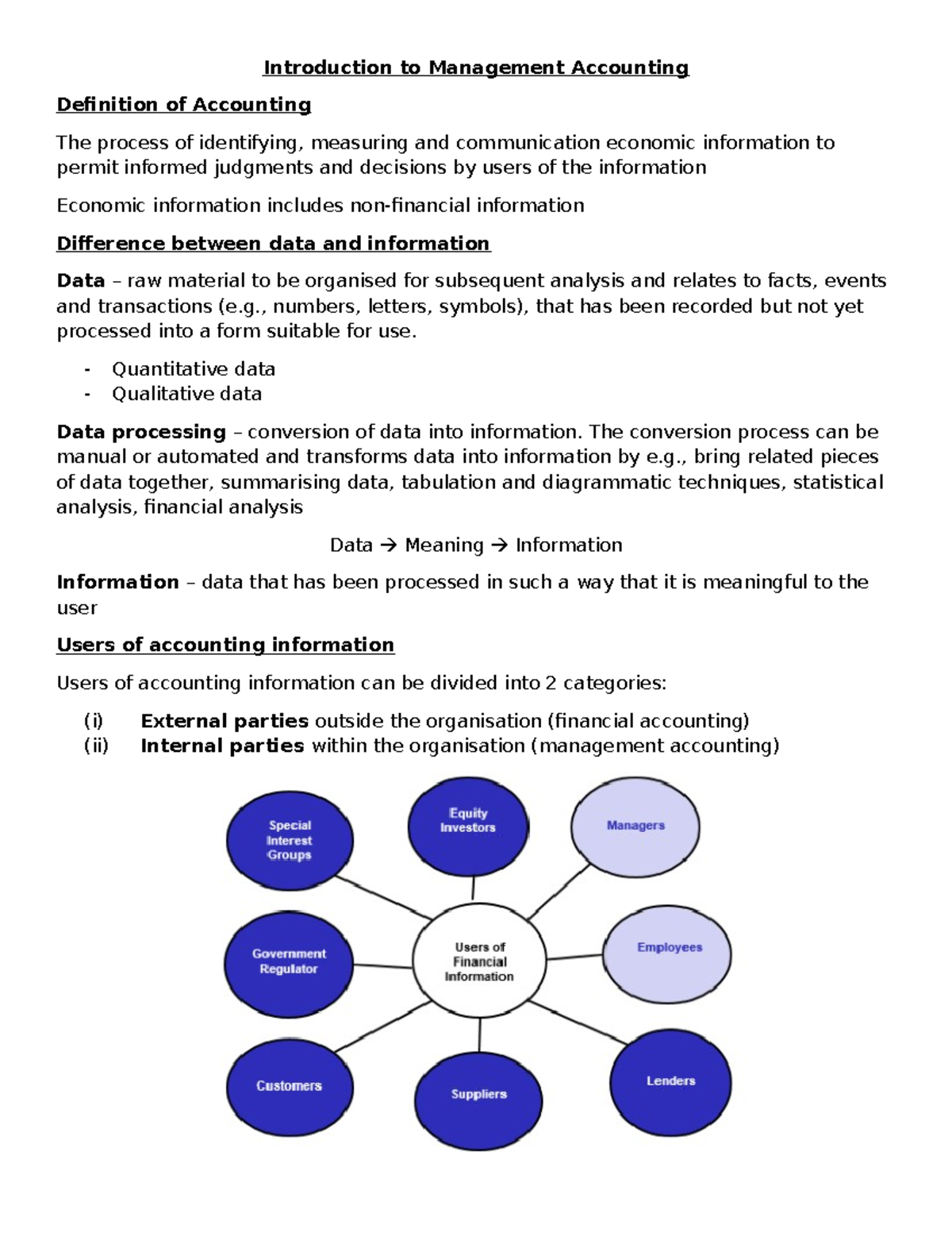 AC205 - Introduction to Management Accounting Lecture Notes - Studocu