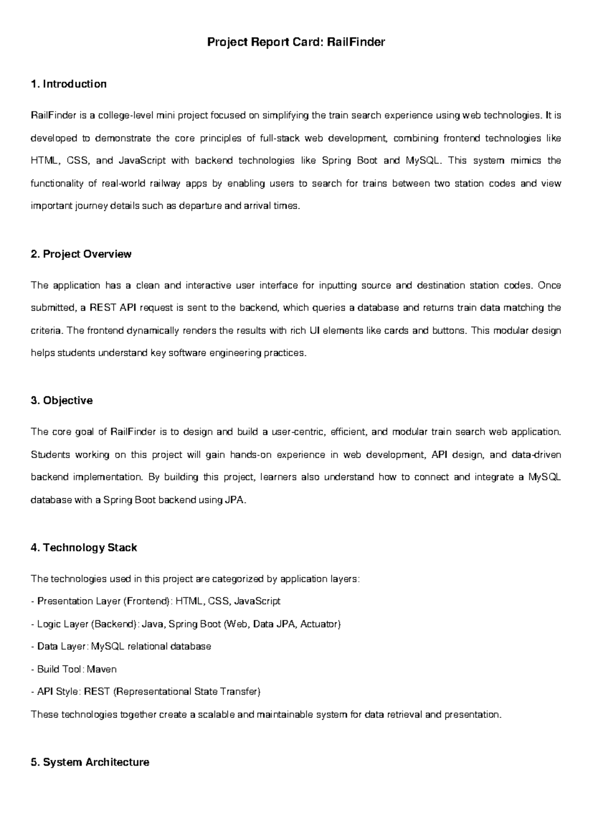 RailFinder Project Report Card: Comprehensive Overview and Insights ...