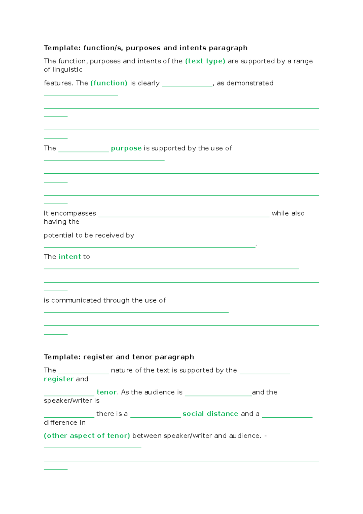 Template: AC Paragraphs - Functions, Purposes, and Context Analysis ...