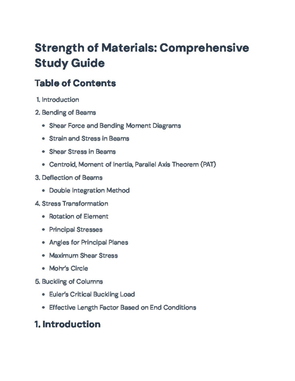 Strength of Materials Study Guide: Key Concepts and Formulas - Strength ...