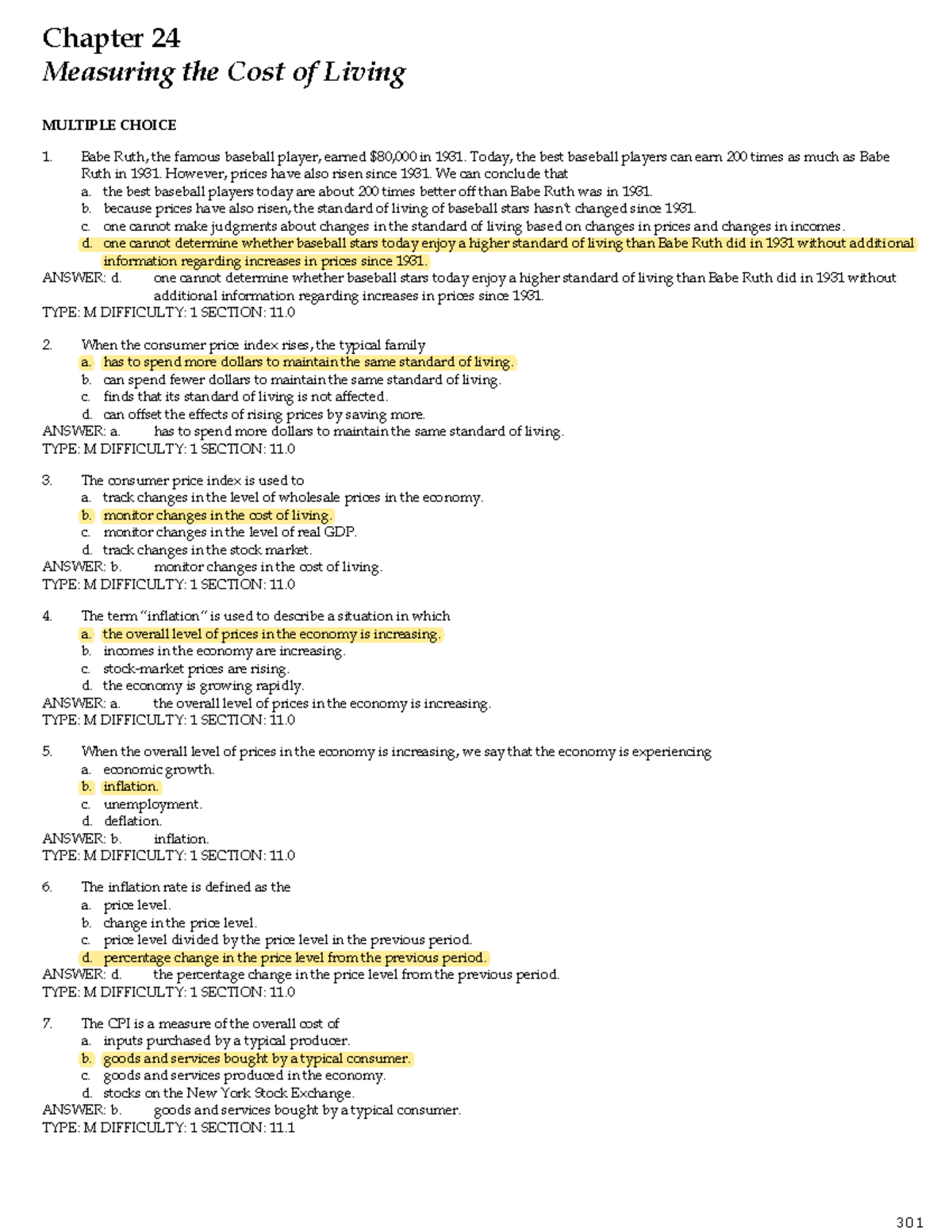 Chap 24 - helpful - 301 Chapter 24 Measuring the Cost of Living ...