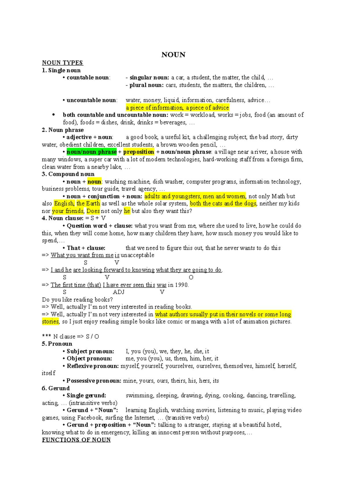 NOUN TYPES: Comprehensive Guide to Nouns in English - Studocu