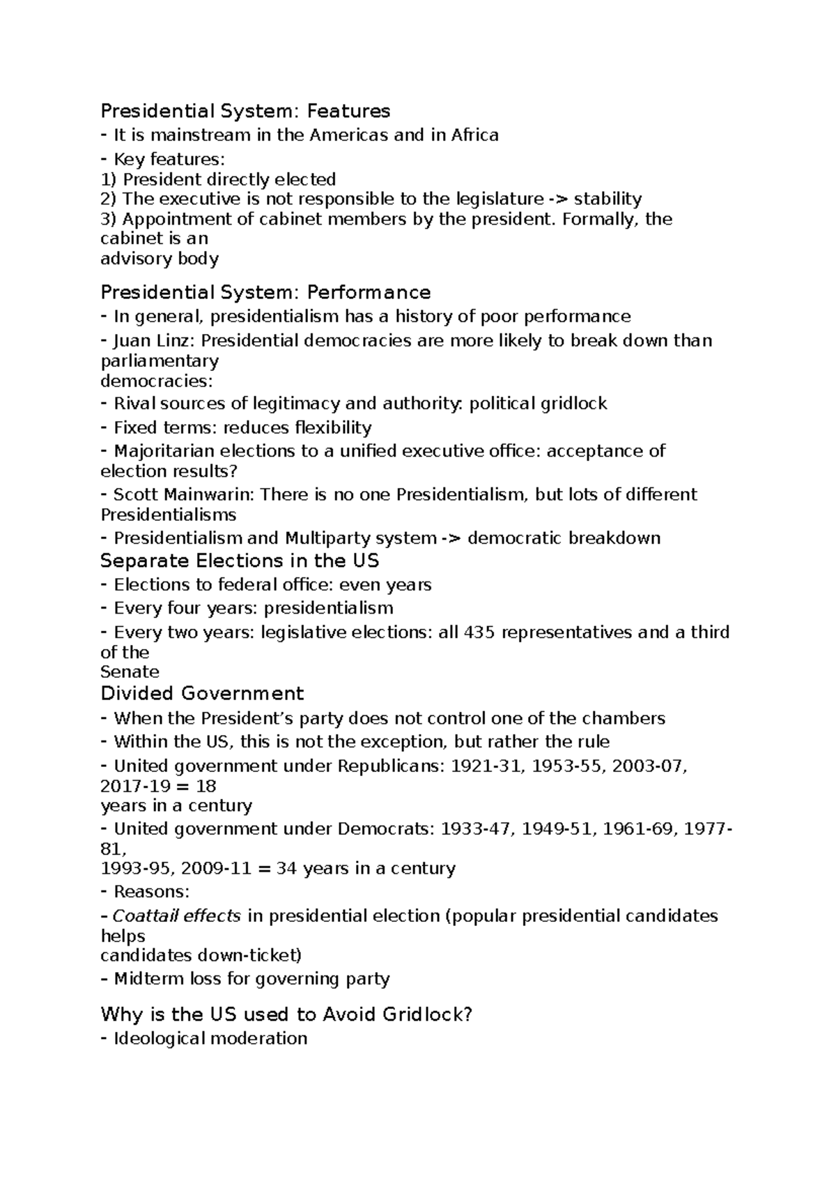 PS 101 - Presidential System: Lecture Notes on Political Sciences - Studocu