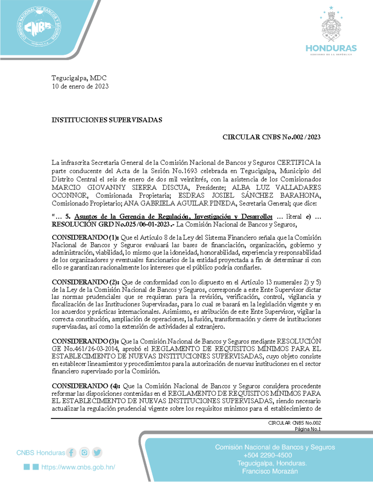 CNBS Requisitos PARA Fusion Y Reconversion - CIRCULAR CNBS No 02 ...