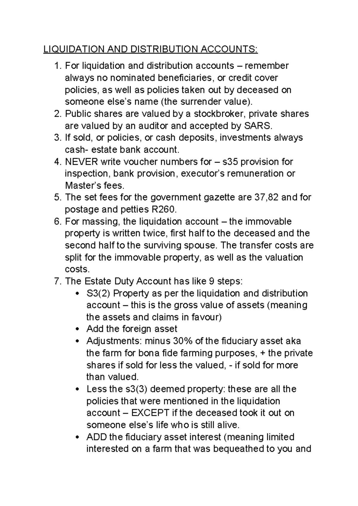 Estates Personal Notes: Liquidation & Distribution Accounts Overview ...