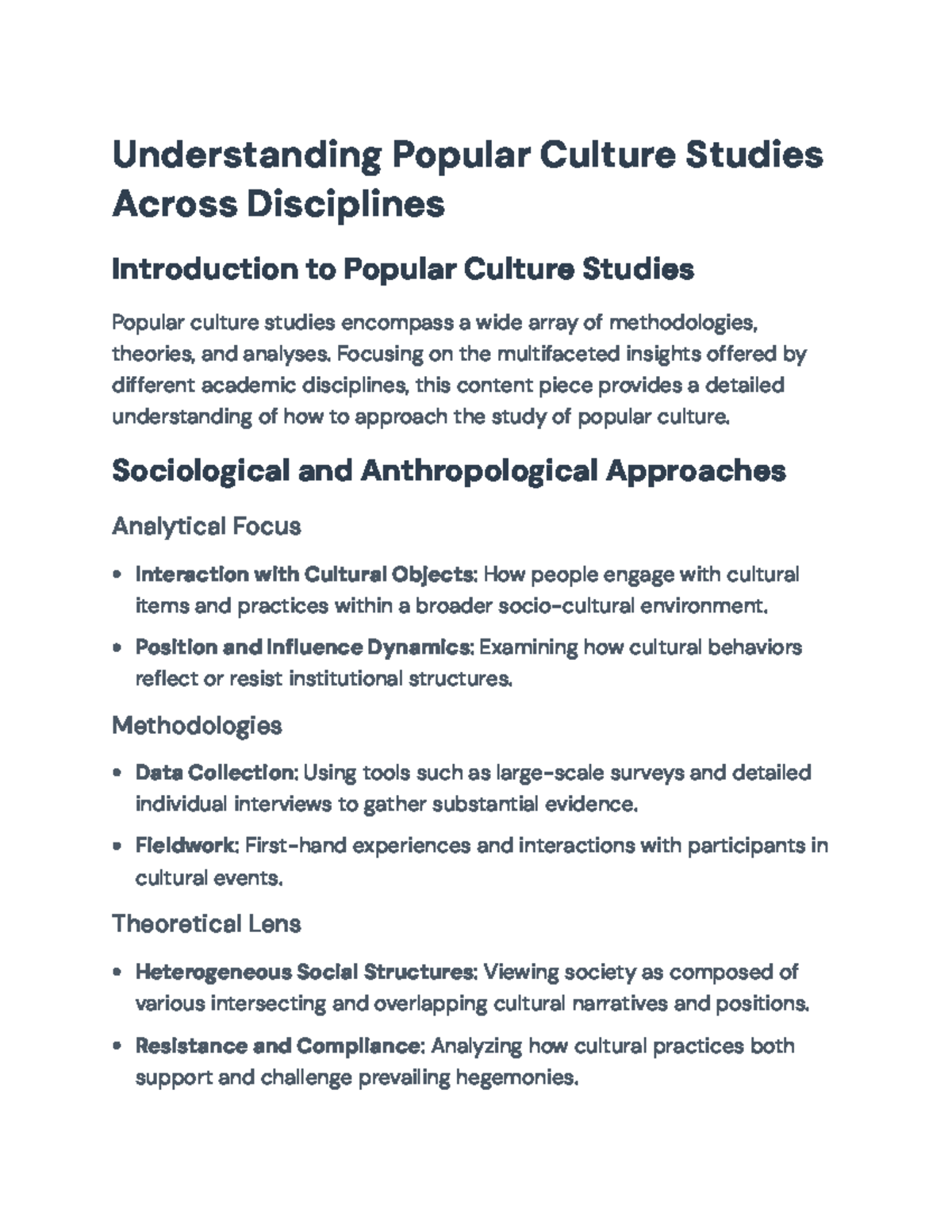 Understanding Methodologies in Popular Culture Studies: A Comprehensive ...