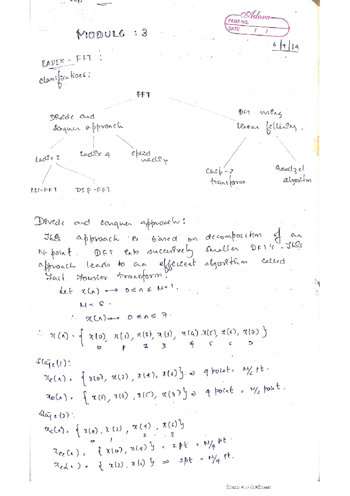 DSP Module 3: Radix FFT Notes and Algorithm Overview - Studocu