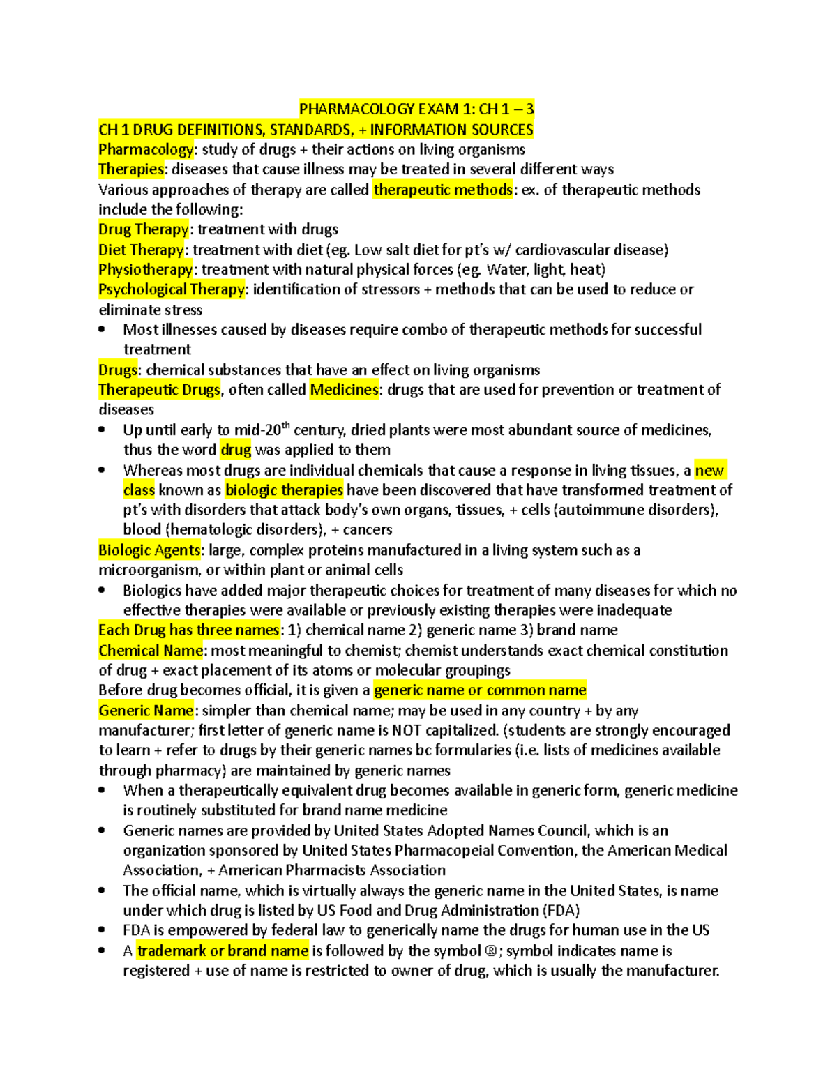 Pharmacology Exam 1 Study Guide: Chapters 1-3 Overview - Studocu