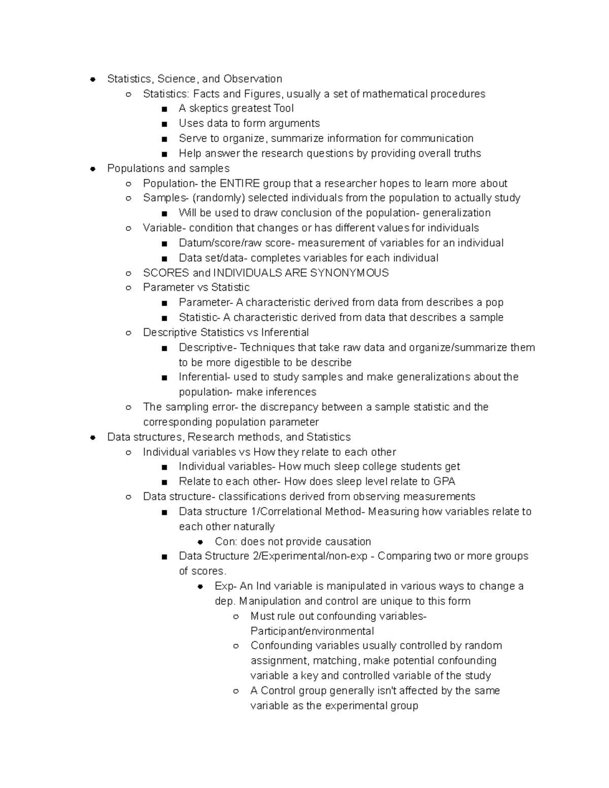 Stats 1 What is statistics - Statistics, Science, and Observation ...