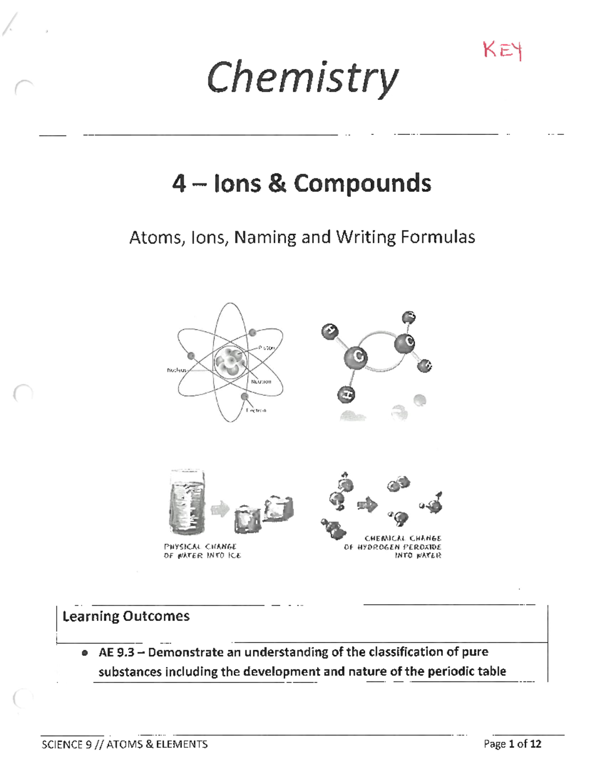 Atoms, Ions & Compounds - Key Concepts for SCIENCE 9 - Studocu