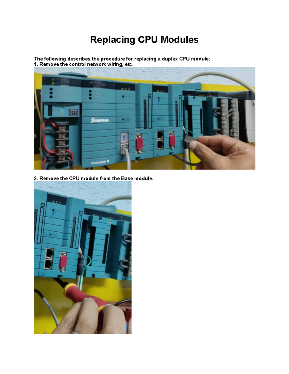 Replacing CPU Modules - Instruction Manual Guide - Studocu
