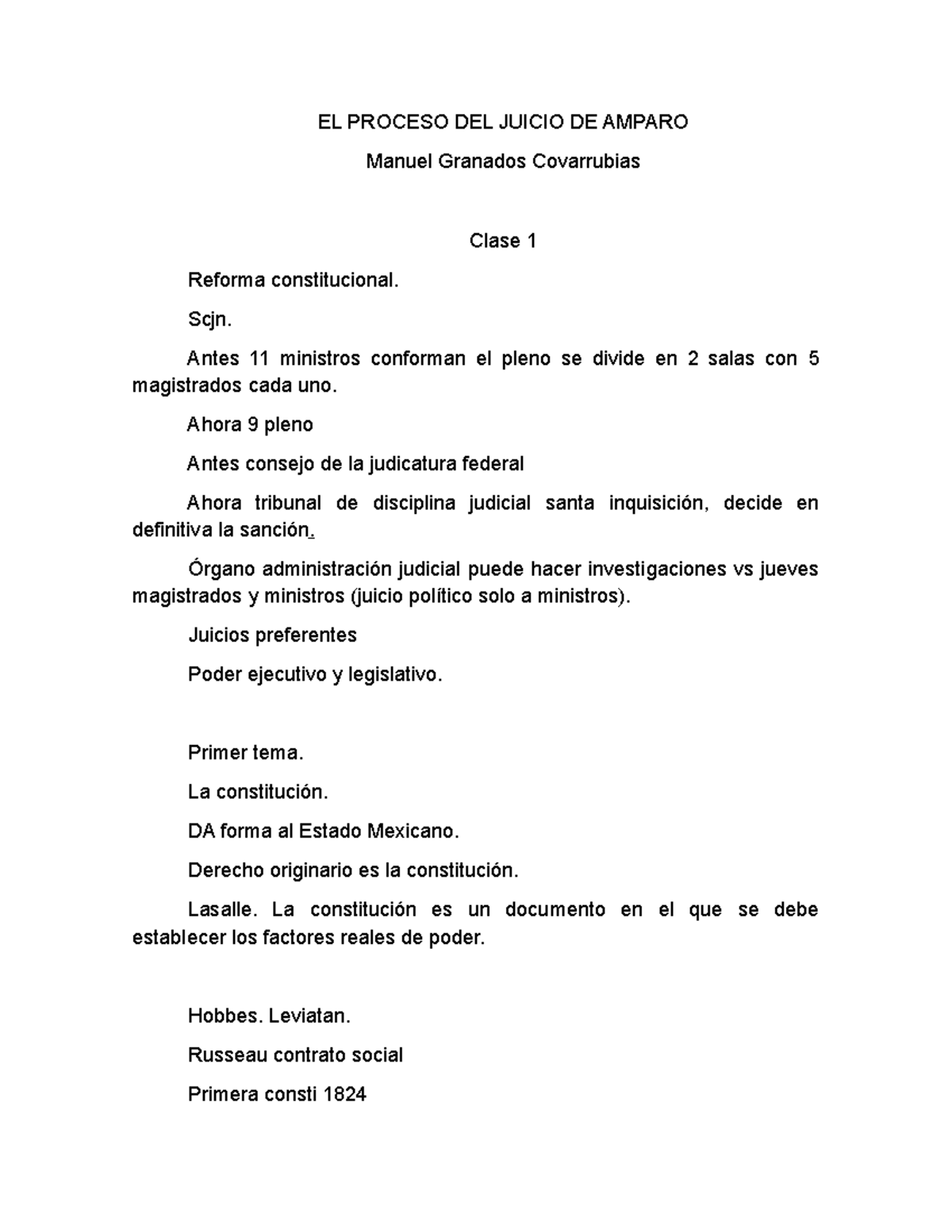 EL PROCESO DEL JUICIO DE AMPARO - Clase 1 Segundo Cuatrimestre - Studocu