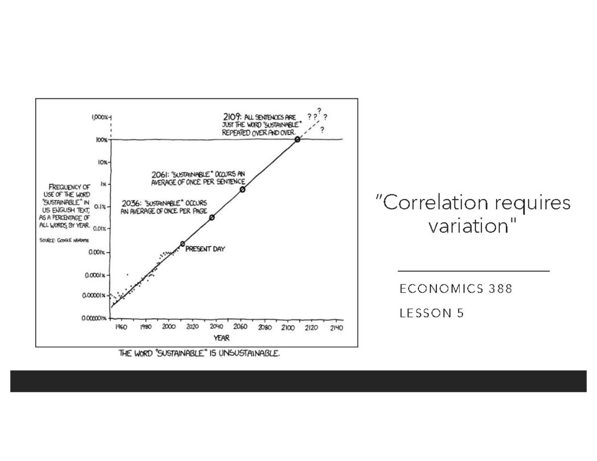 ECONOMICS 388 LESSON 5: Correlation Requires Variation in Education ...