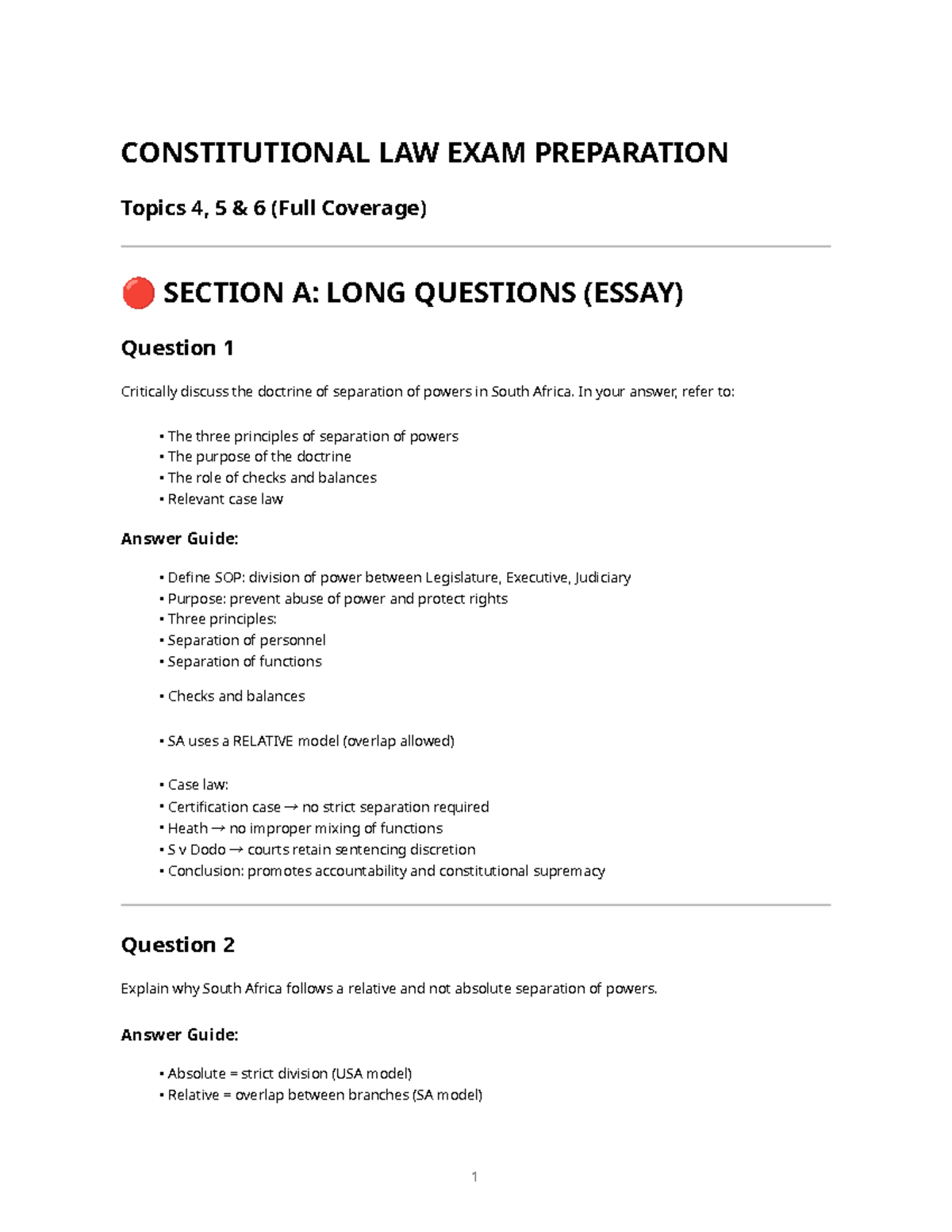 Constitutional Law Exam Preparation Guide - Studocu
