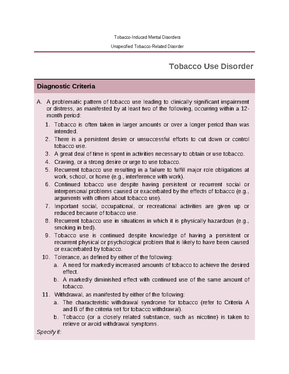 icd 10 for tobacco use disorder Tobacco Use Disorder: DSM-5 TR Overview and Diagnostic Criteria