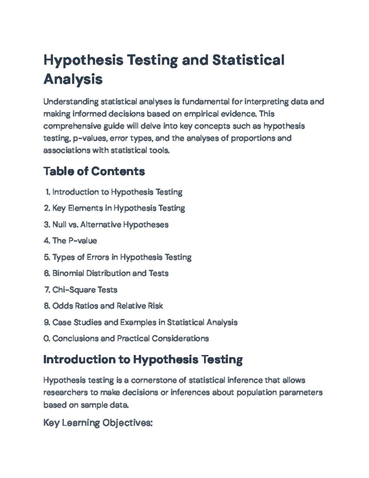 Hypothesis Testing and Statistical Analysis: A Comprehensive Guide ...
