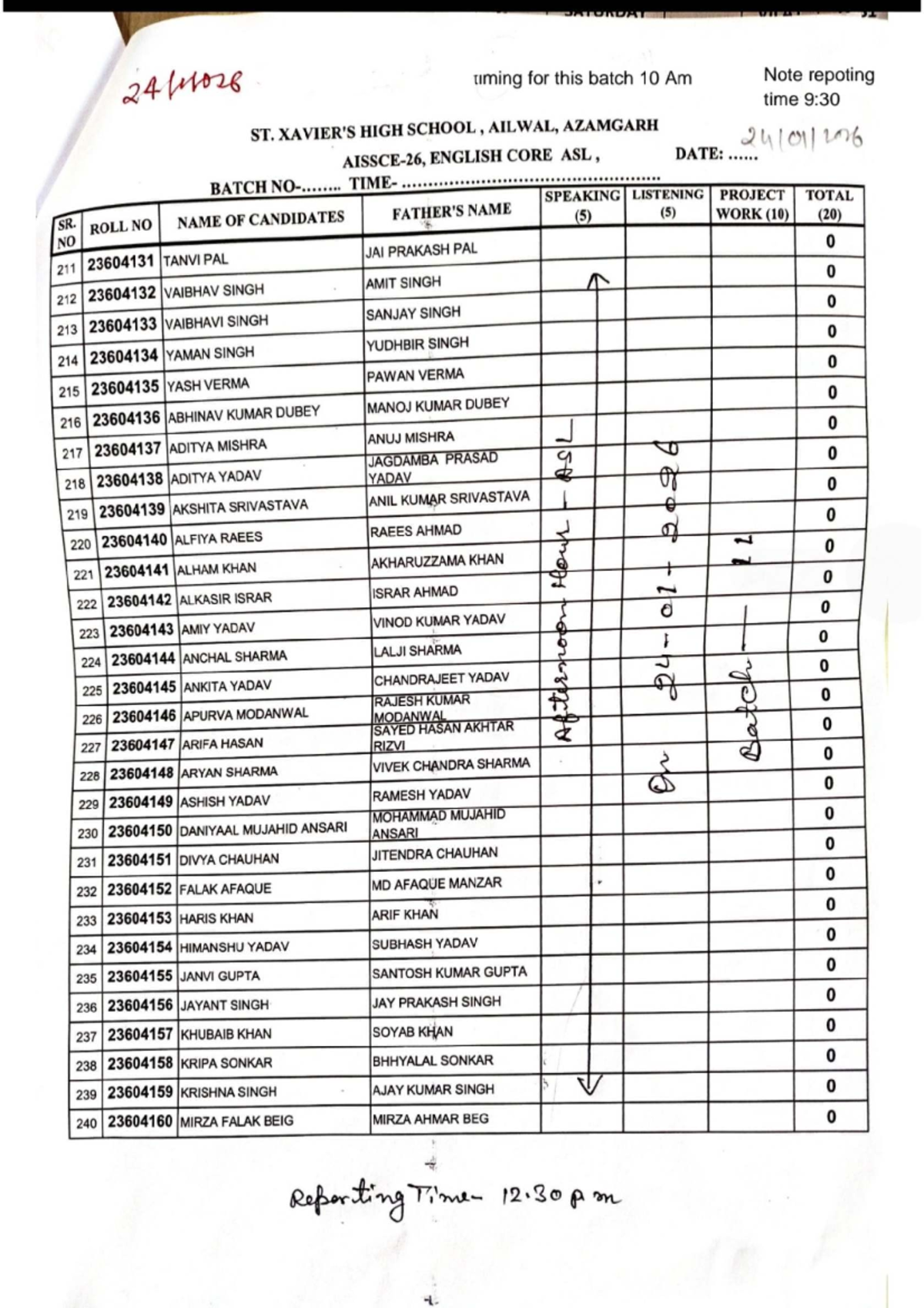English Core ASL Batch Report - St. Xavier's High School - Studocu