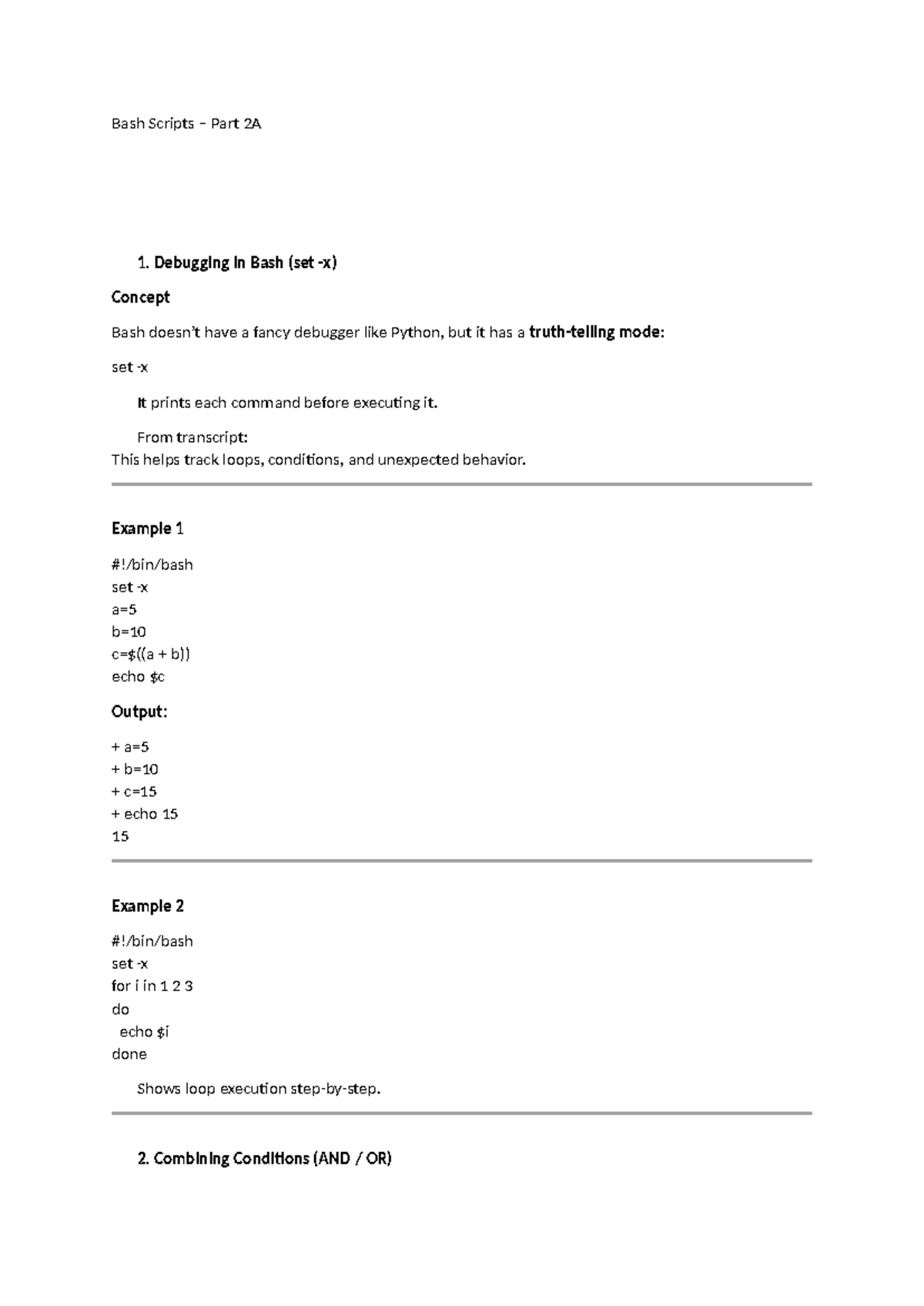 Bash Scripts Part 2A - Lecture Notes on Debugging & Loops - Studocu