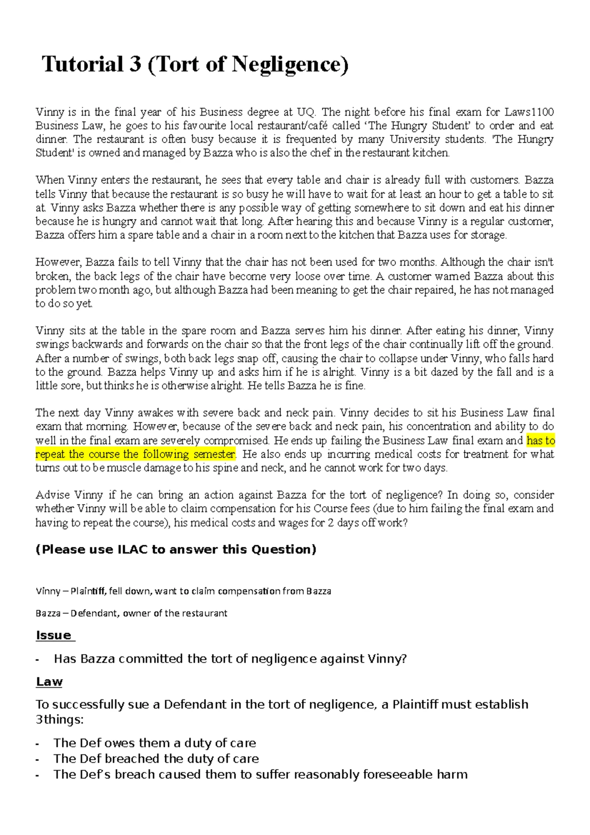 Guide to ILAC Technique - LAWS1100 Business Law ILAC GUIDELINES ...