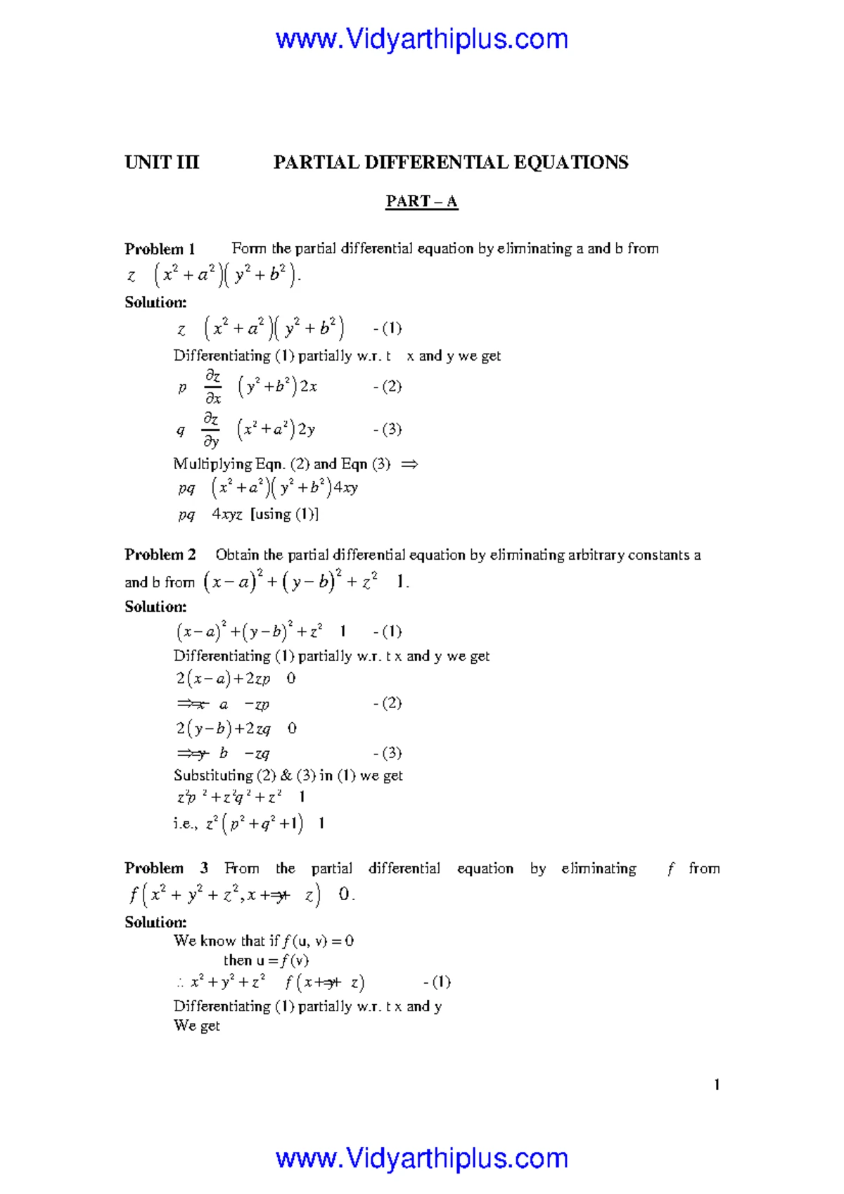 M3 UNIT4 - Solved problems - 1 UNIT IV APPLICATIONS OF PARTIAL ...