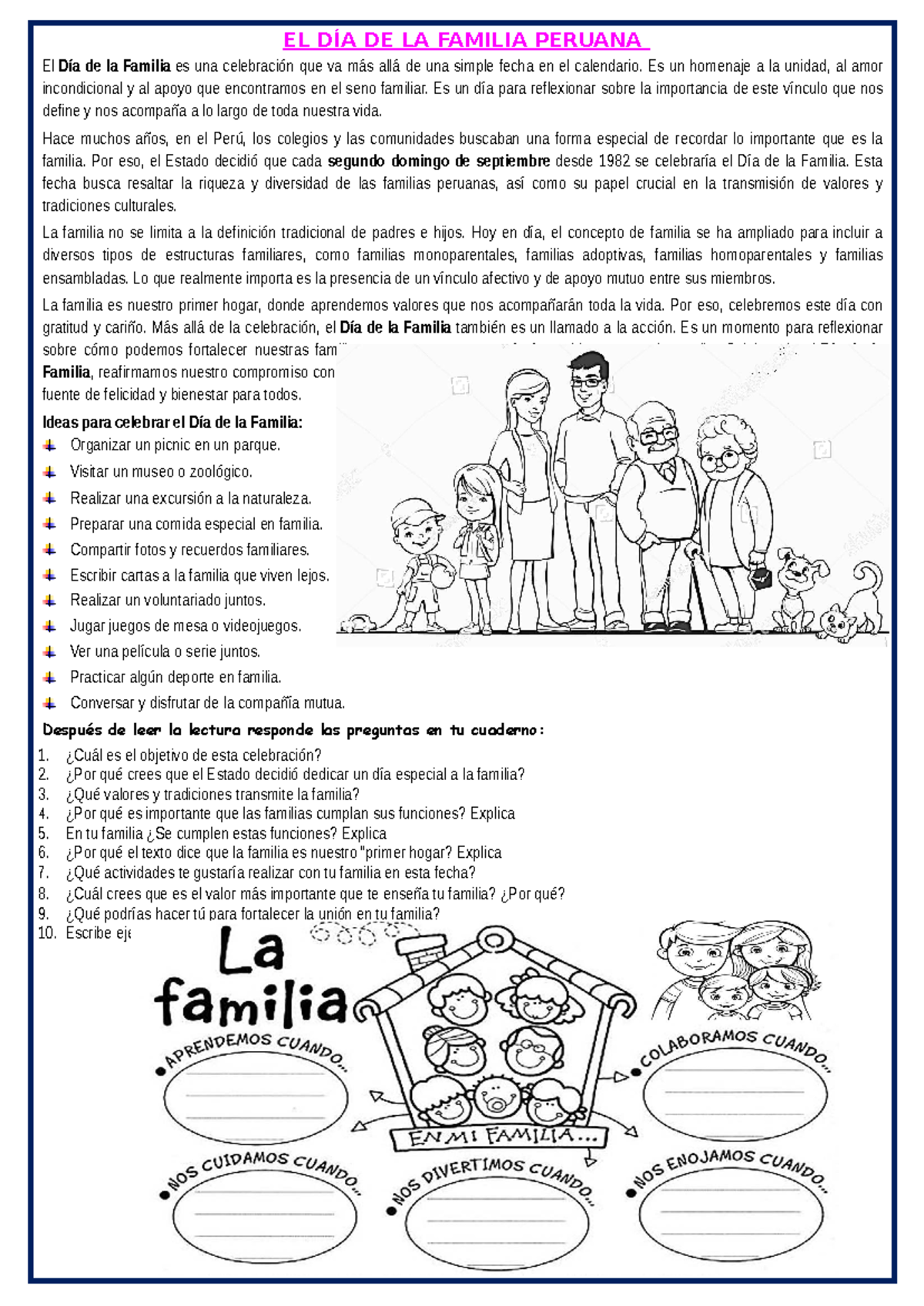 DÍA DE LA FAMILIA PERUANA: Reflexiones y Actividades para Celebrar ...
