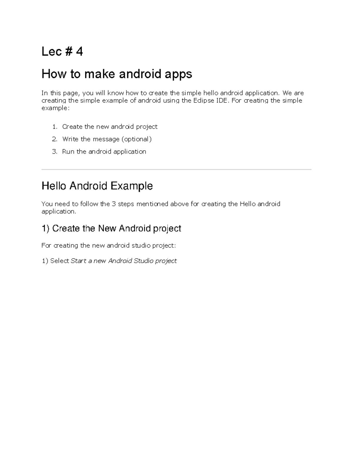 Android App Development Overview (Lec 4-6) - Studocu
