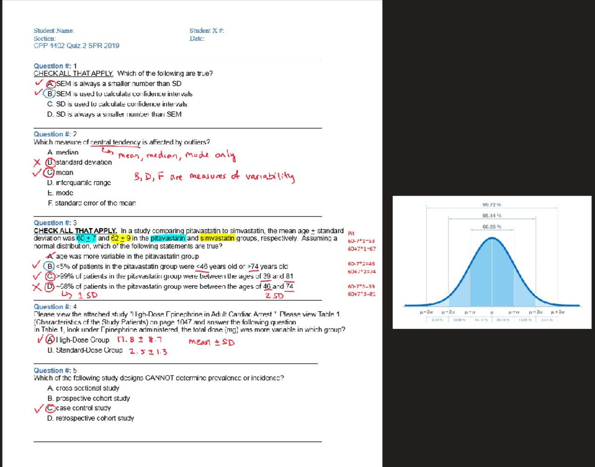 CPP Practice Quiz: Statistics & Study Design Concepts - Studocu