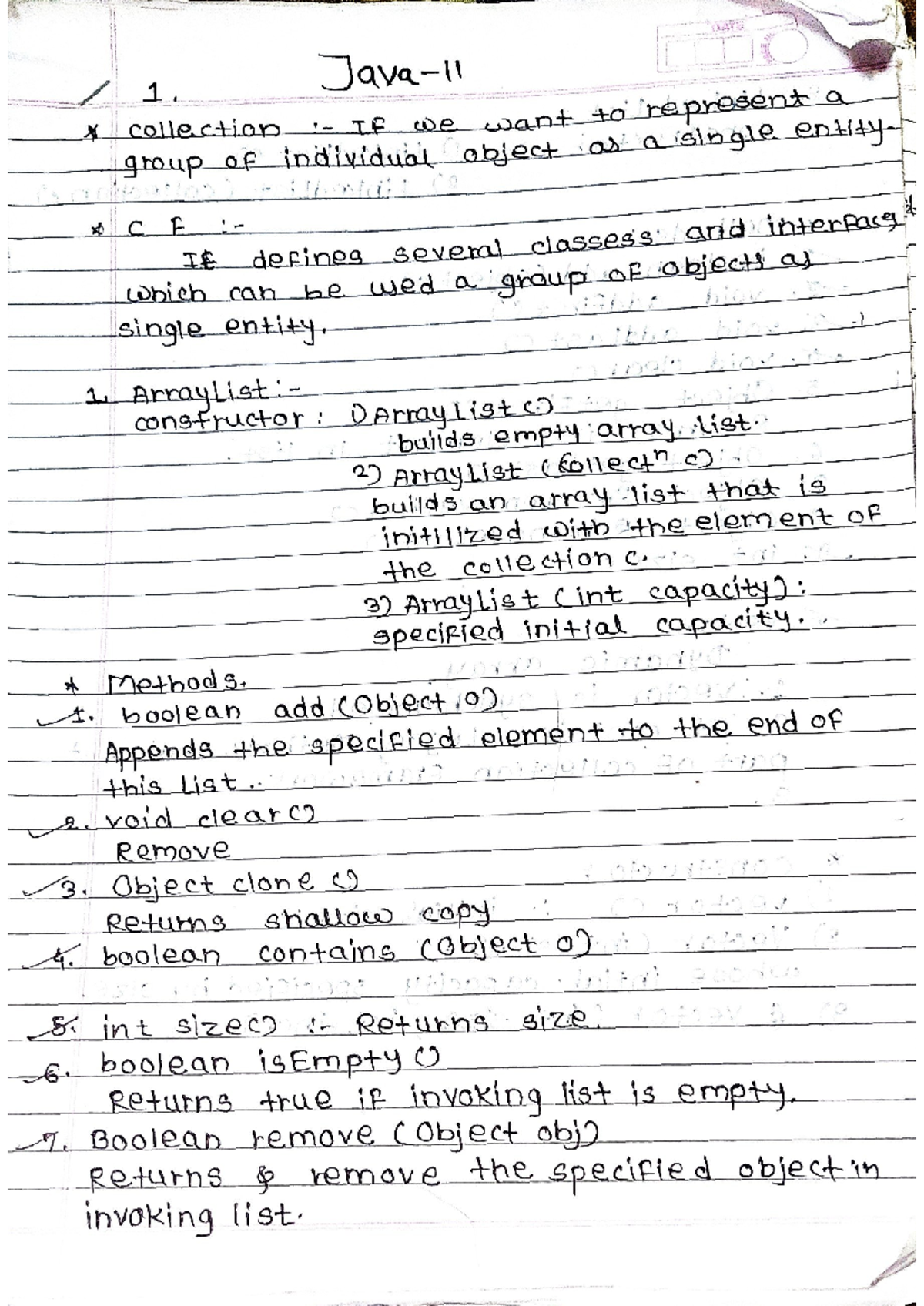 JAVA-II Writing Notes: Collection Framework Overview (Sem-6) - Studocu