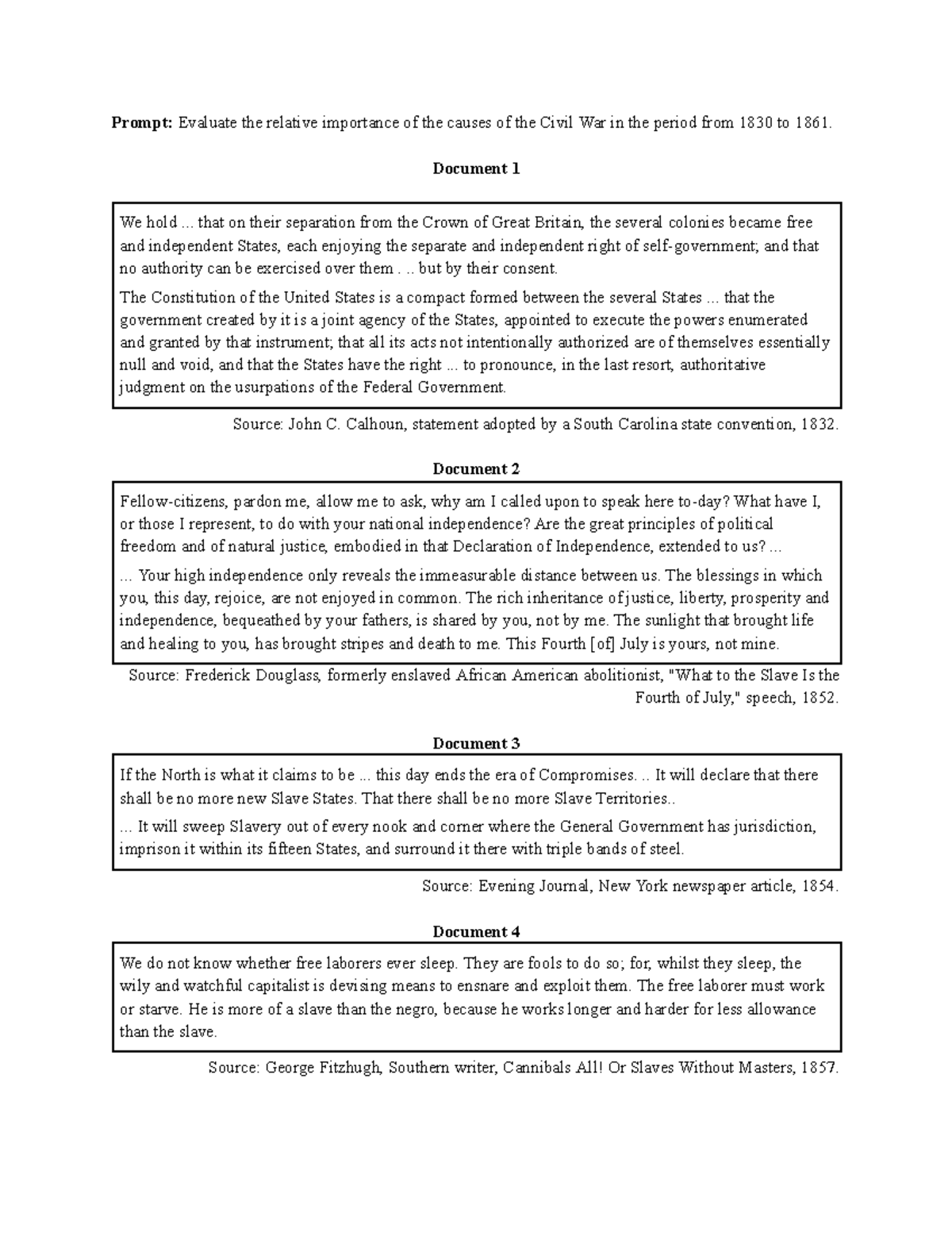 DBQ 1 - APUSH Civil War Significance (1830-1865) - Studocu