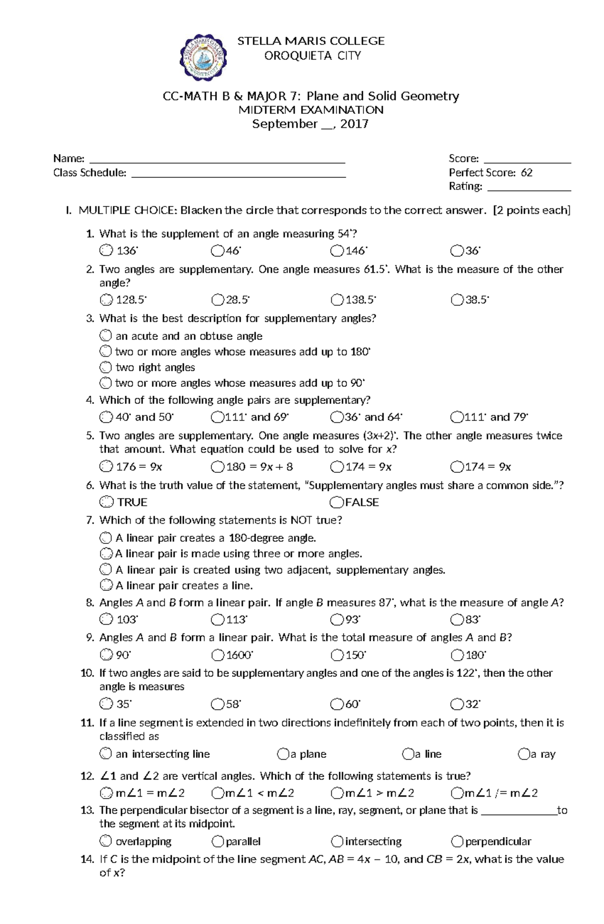 428416877 Plane Solid Geometry Midterm - STELLA MARIS COLLEGE OROQUIETA ...