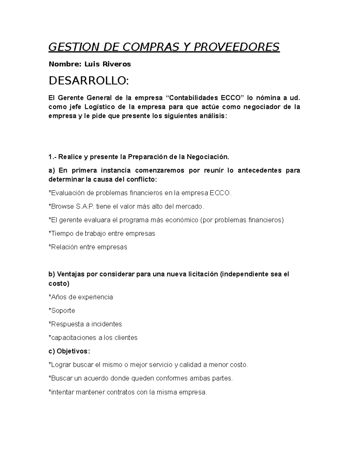 Examen GESTION DE COMPRAS Y PROVEEDORES - Análisis de Negociación - Studocu