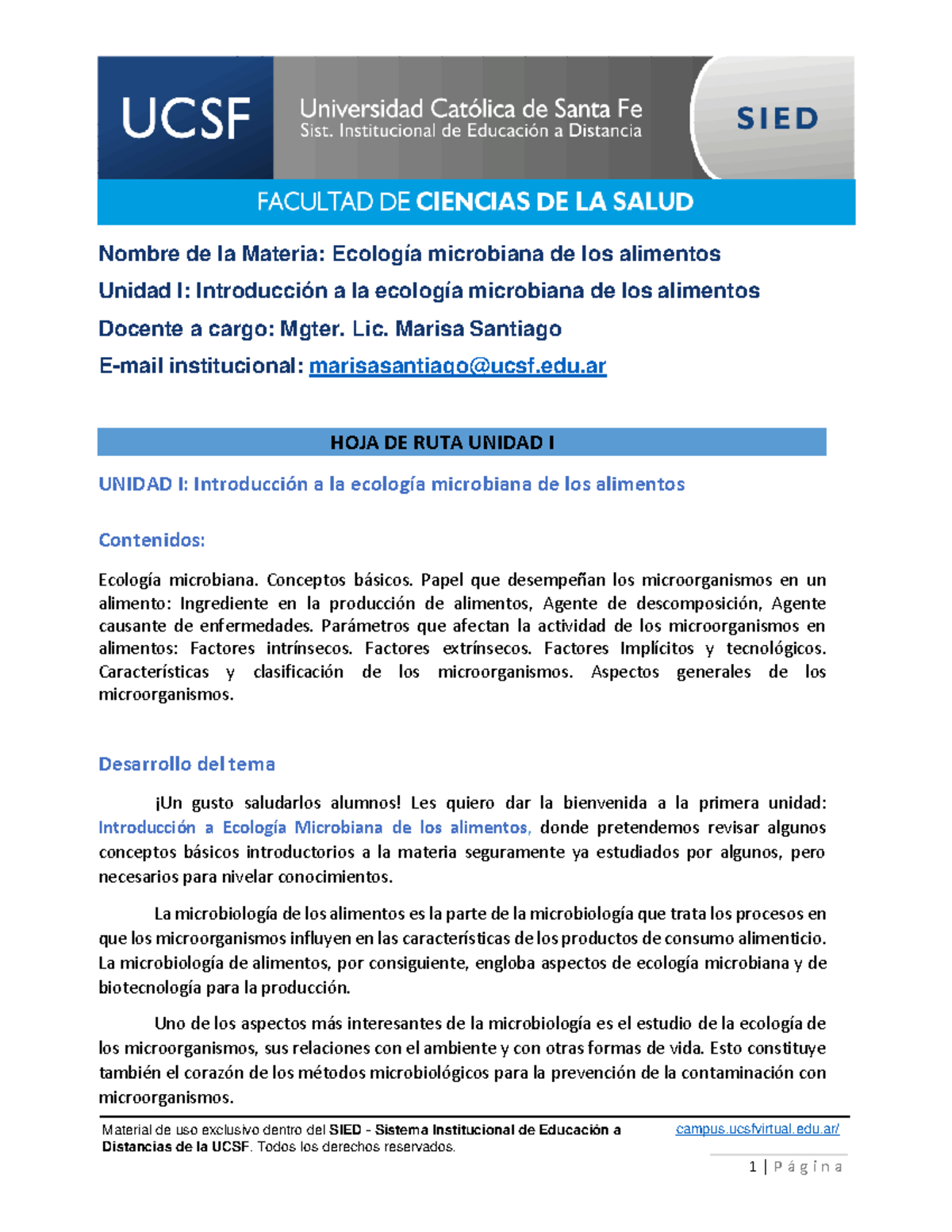EMA U1 2025: Introducción a la Ecología Microbiana de los Alimentos ...