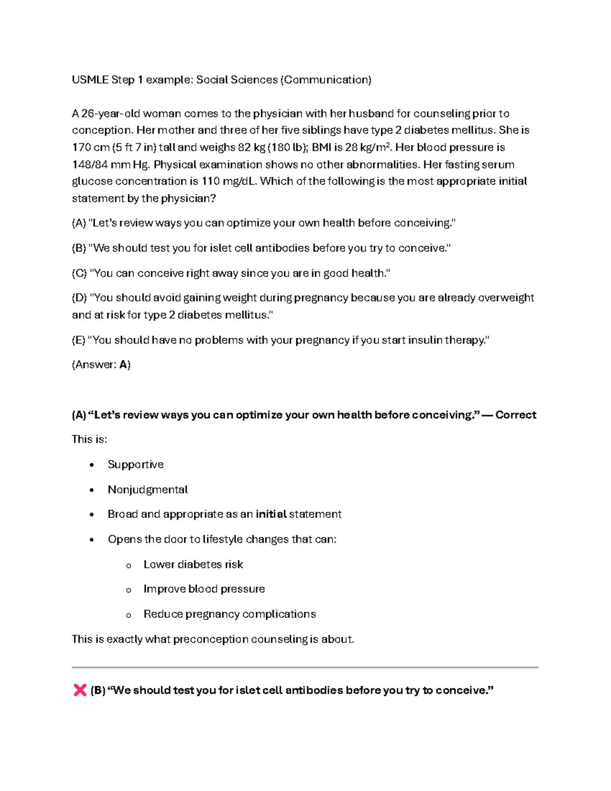 USMLE Step 1 Example: Social Sciences (Communication) Q03 - Studocu