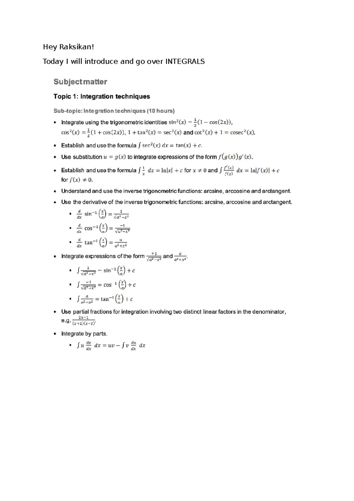 Calculus 101: Integral Concepts and Techniques - Studocu