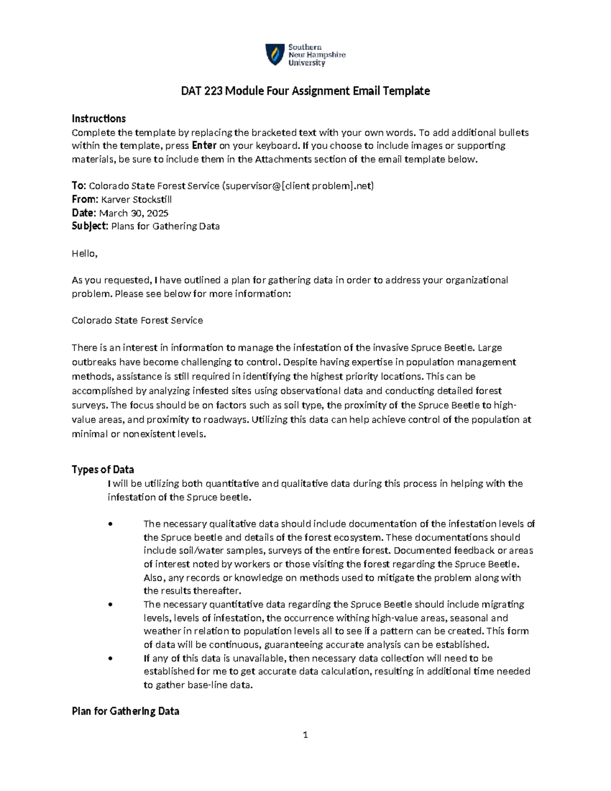 DAT 223 Module Four Assignment Email Template - DAT 223 Module Four ...