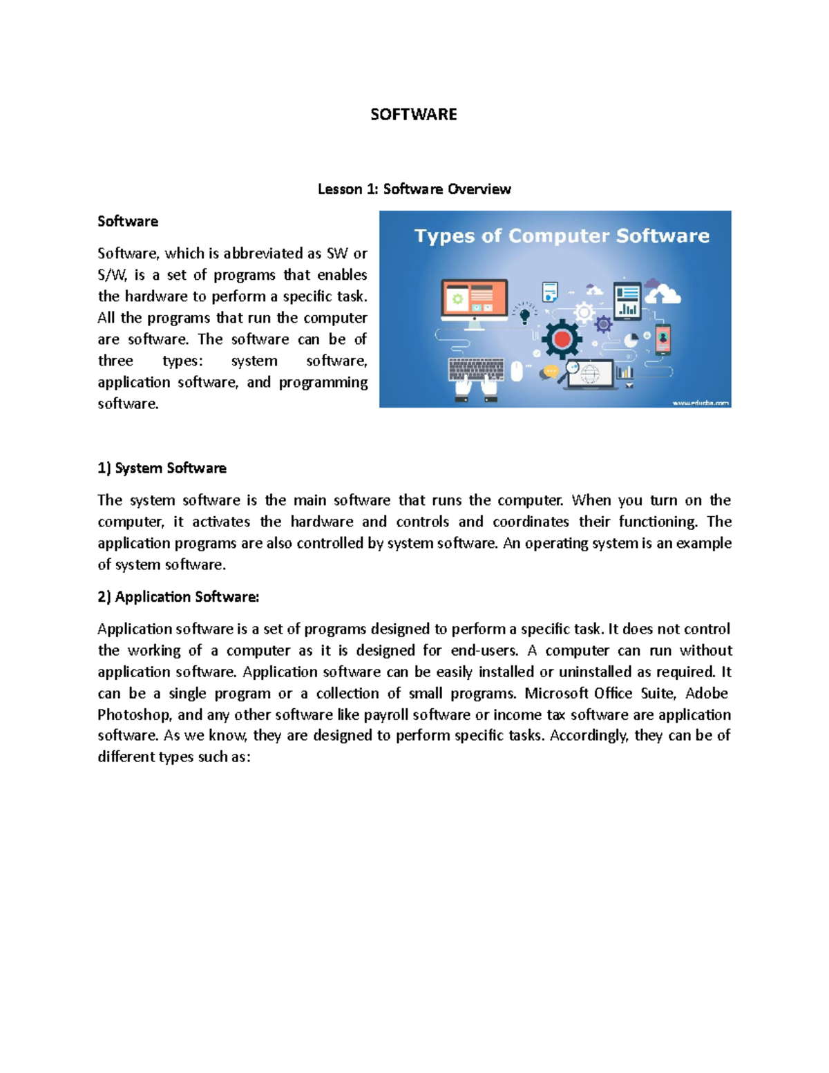IT01 Chapter 2 - Software Overview - SOFTWARE Lesson 1: Software ...