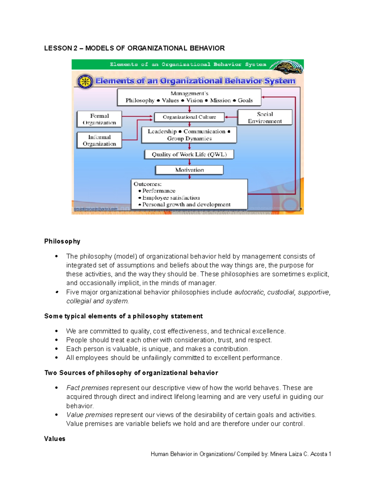 Lesson 2: Organizational Behavior Models - HBO Insights and Philosophy ...