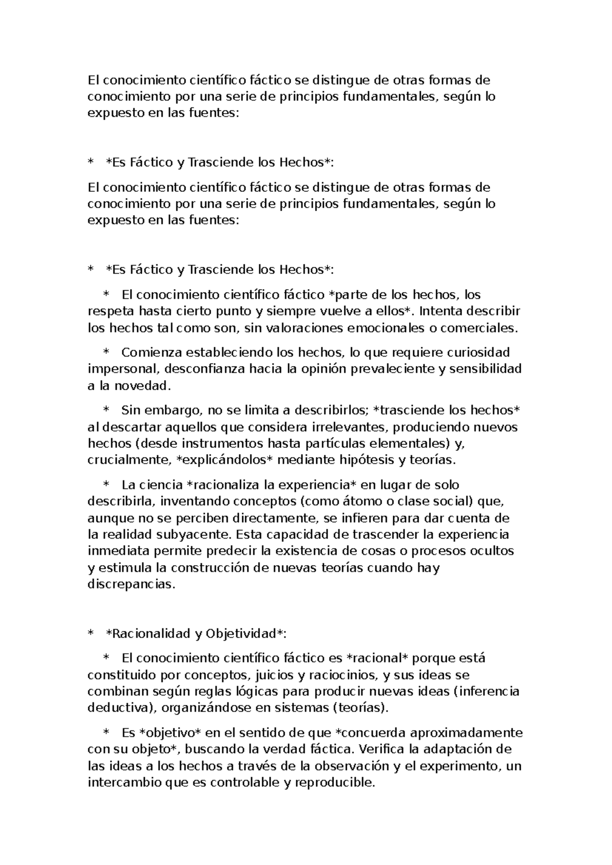 El Conocimiento Científico Fáctico: Principios y Características - BUN ...