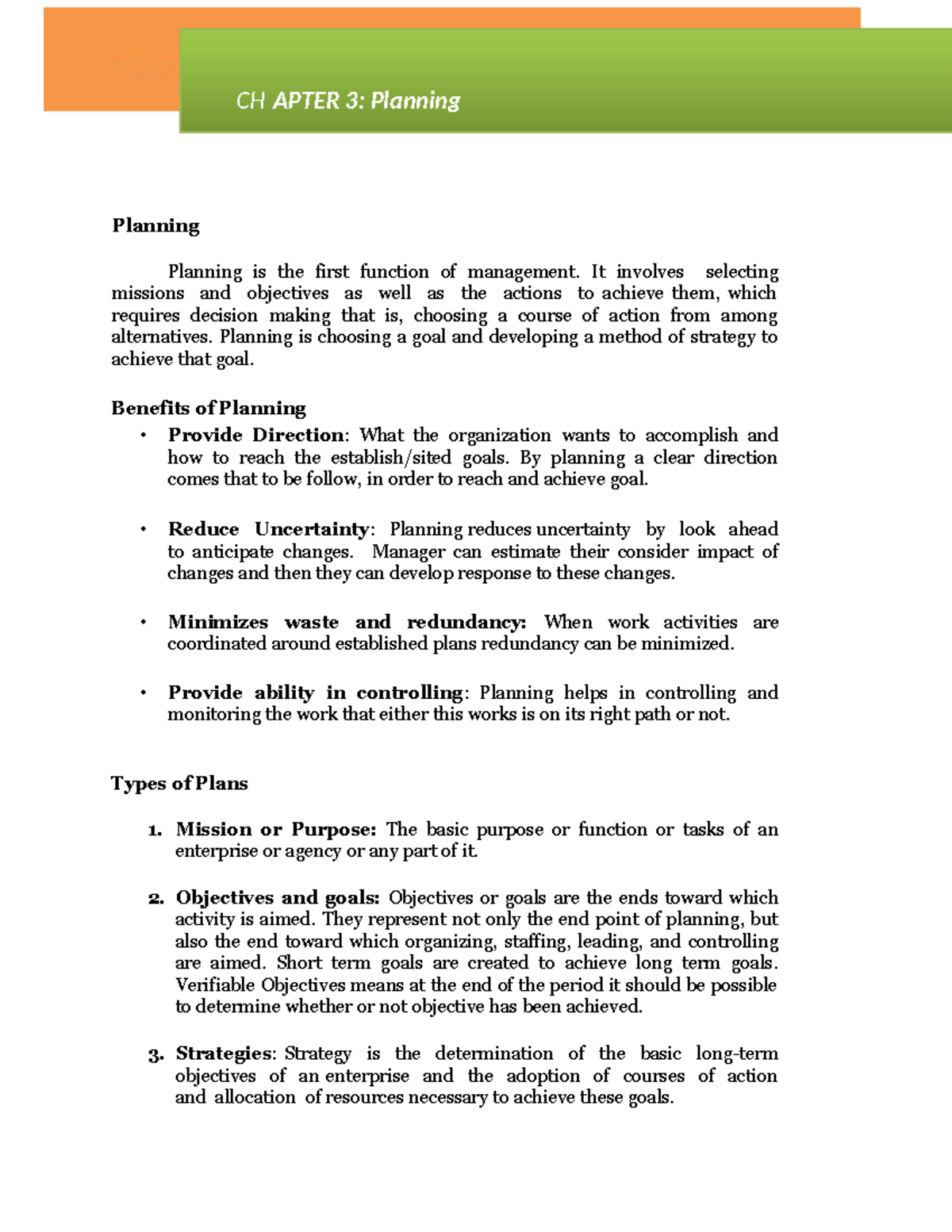 MGT 101 Final Exam Review: Key Concepts of Planning & Strategy - Studocu