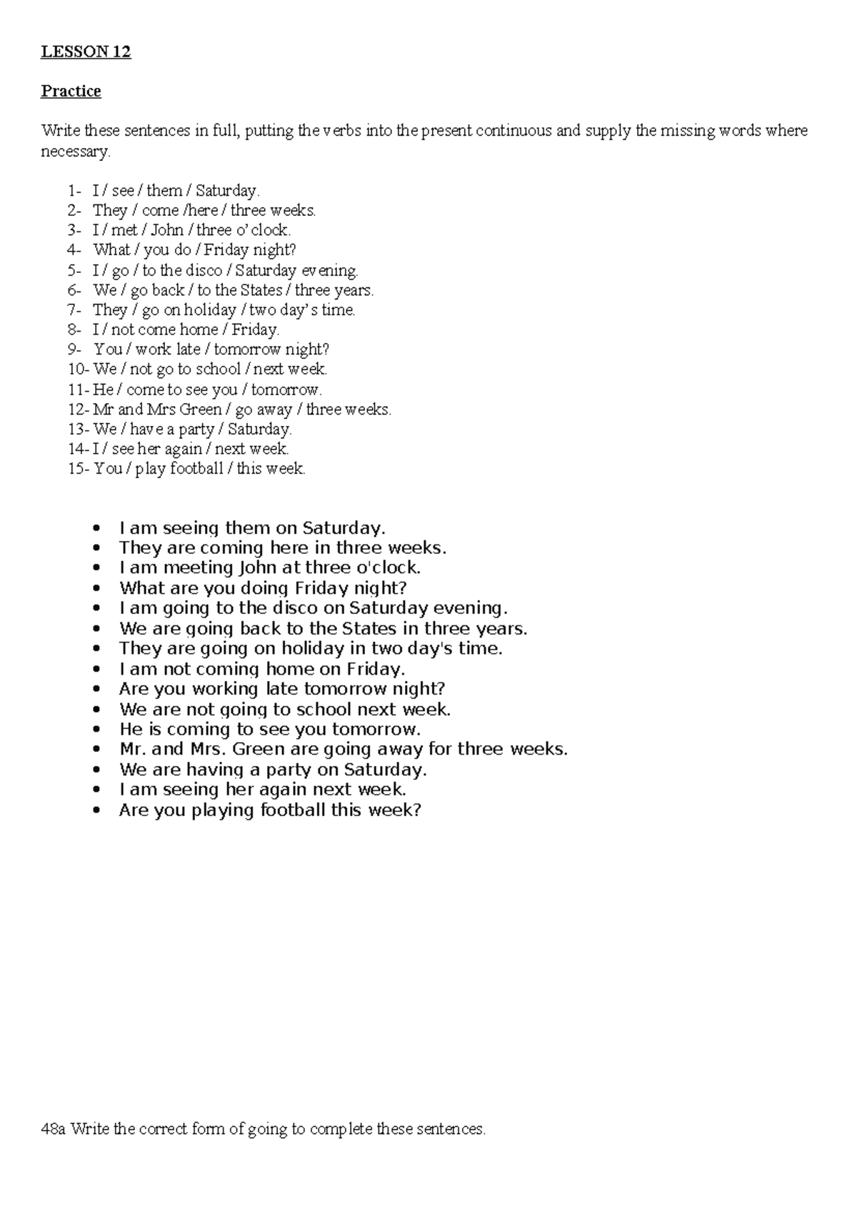 Lesson 12: Future Tense Practice Exercises and Examples - Studocu