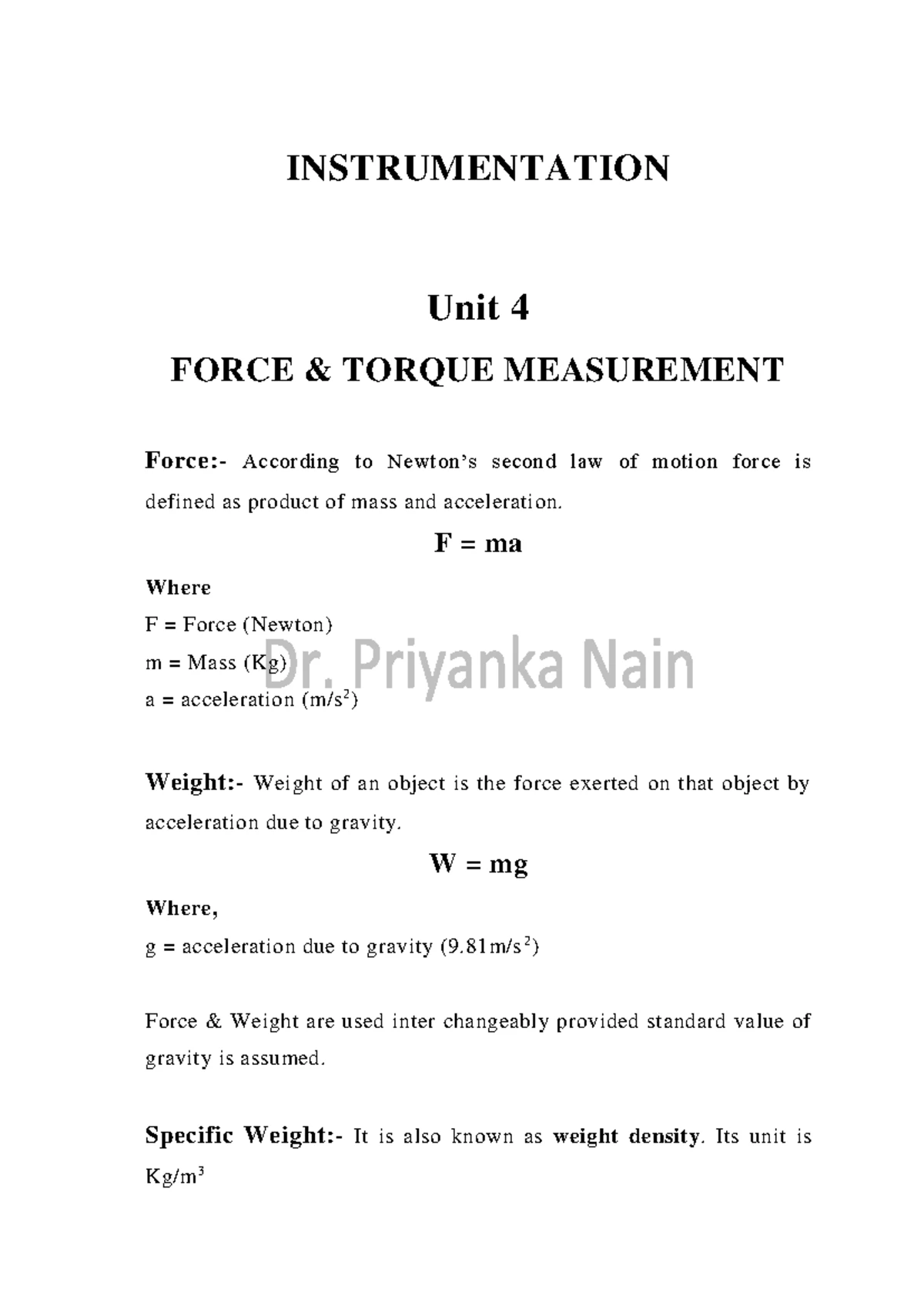 Unit 2 Instrumentation - INSTRUMENTATION Unit- 2 Transducers Transducer ...